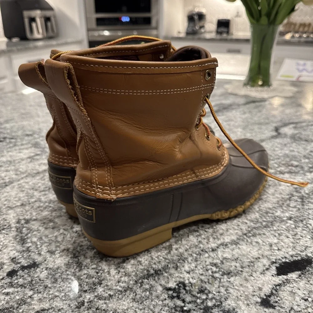 L.L.Bean Bean Boots Women's 10 Brown Duck Boots Lace Up Rubber‎ Rain Snow